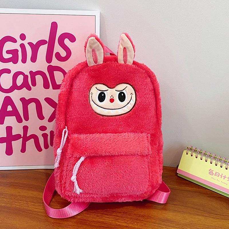 Cartoon Labubu Lovely Plush Backpack Girl Heart Large Capacity Outward Commuting Shoulders Bag Kids Birthday Gift