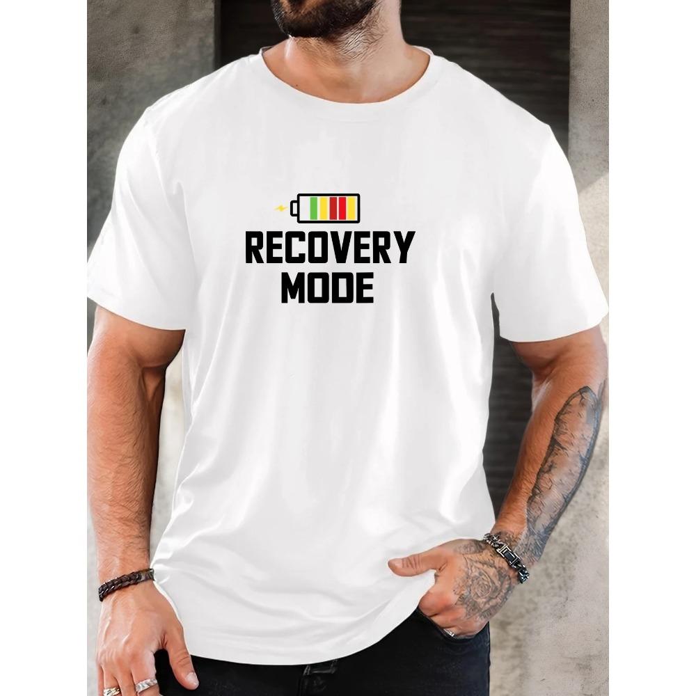 

Mens RECOVERY MODE pattern summer casual crew neck short T-shirt XXXL белый
