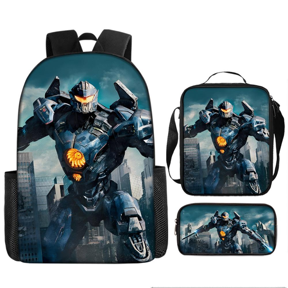 Pacific Rim schoolbag, primary and secondary school students, boys, mecha war, monster backpack, kindergarten burden reduction three-piece set