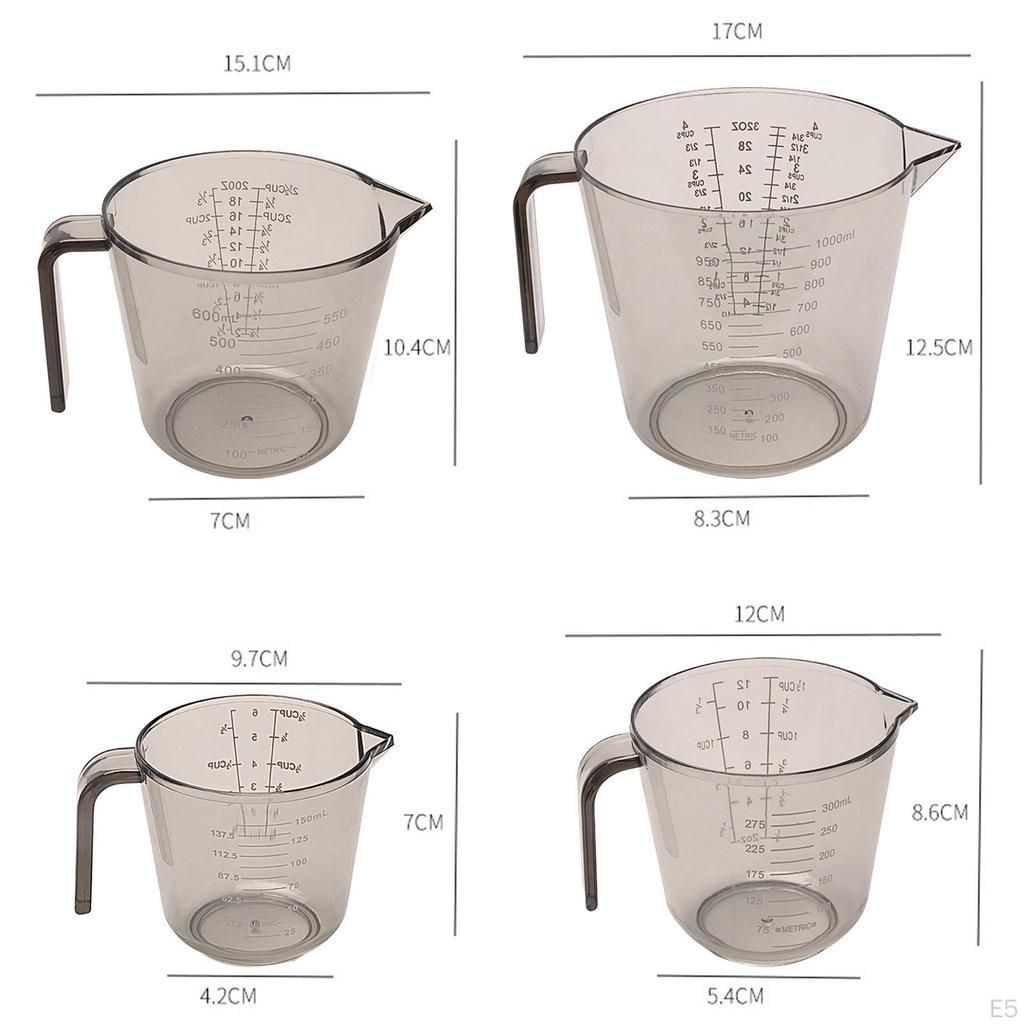 4 Pieces Measuring Cups Measure Jugs Lightweight Transparent Durable Liquid Mixing Mug Container for