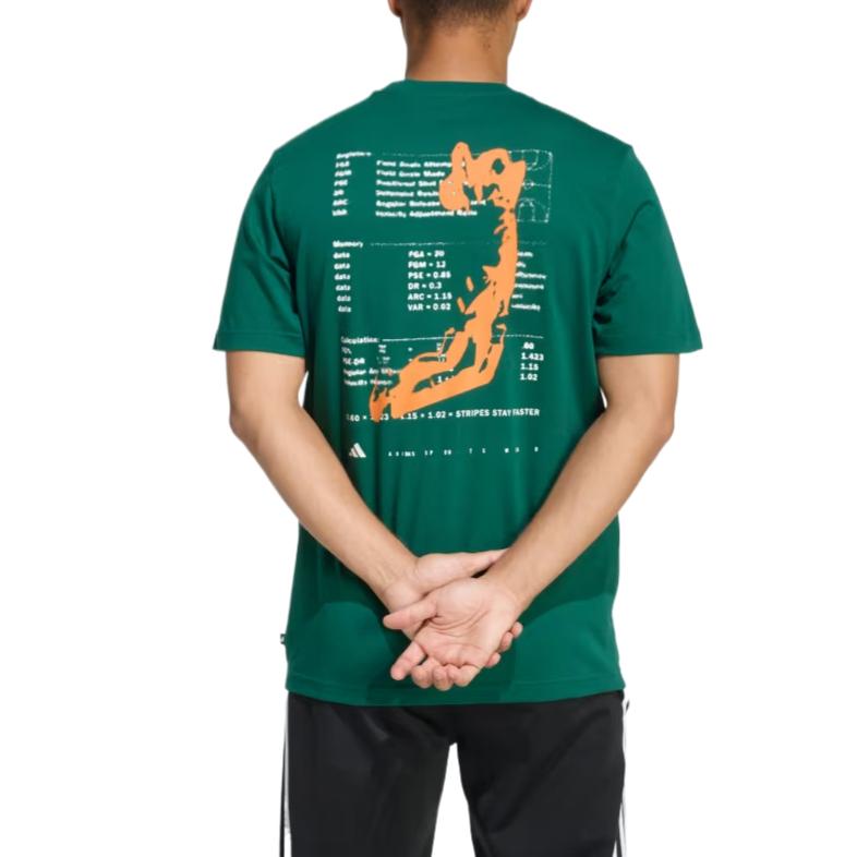 Adidas T Shirts Men's University Green Crew Neck Moderate JZ5043
