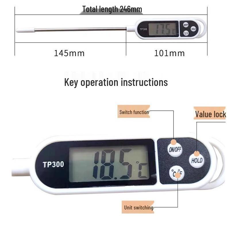 TP300 Stainless Steel Kitchen Probe Thermometer for Oven, Baking & Water