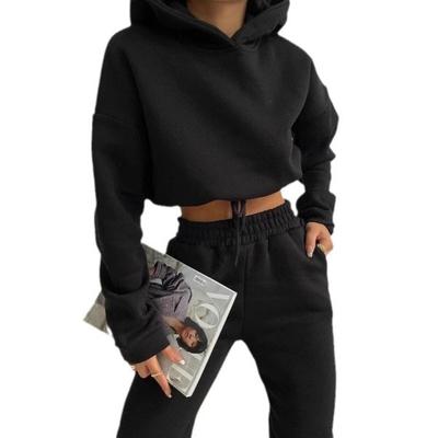 Foreign Trade Europe and the United States 2024 Amazon Ebay Hot Autumn and Winter Cross-border Women's Hooded Sweater Set Two-piece Set