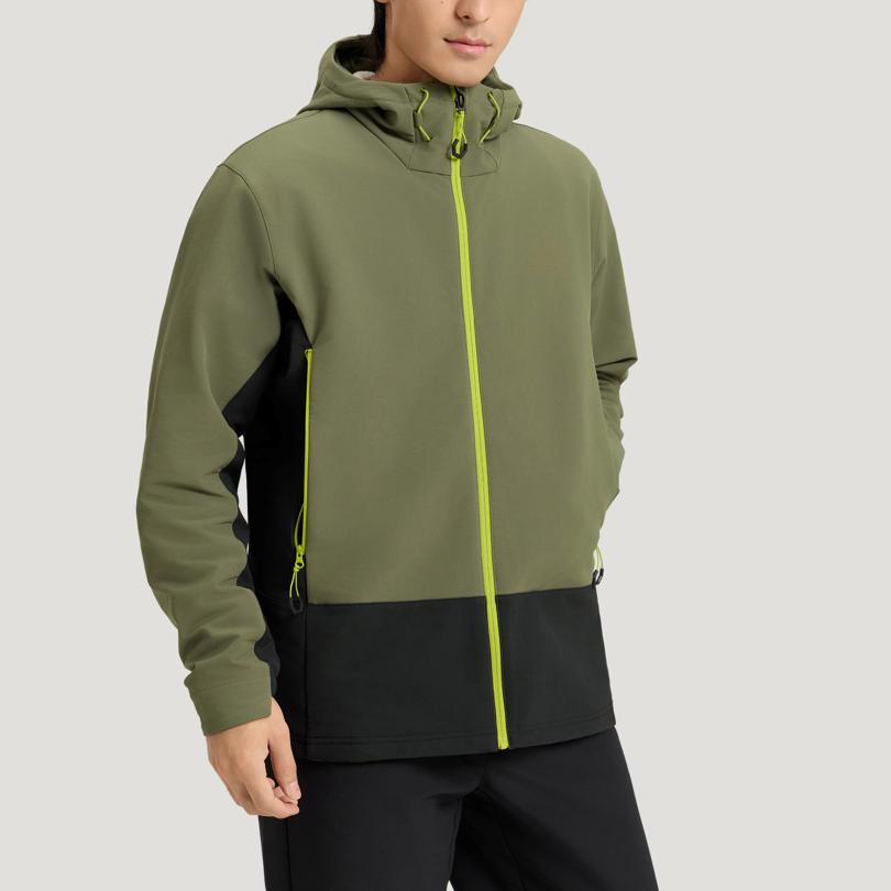 Adidas CLIMAWARM Jackets Men's Strata Olive Green/Black Hooded Moderate Soft Shell KQ5550