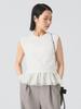 Ray Beams S/S Knit Vest, Sheer Peplum Crew Neck, Sleeveless, Women's, OFF_WHITE FREE