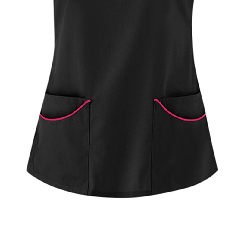 Kadın Yaz Üstleri Kısa Kollu Tişört V Yaka Cep Üniforma Baskılı Seksi Hemşire Bakım İşçileri Kliniği