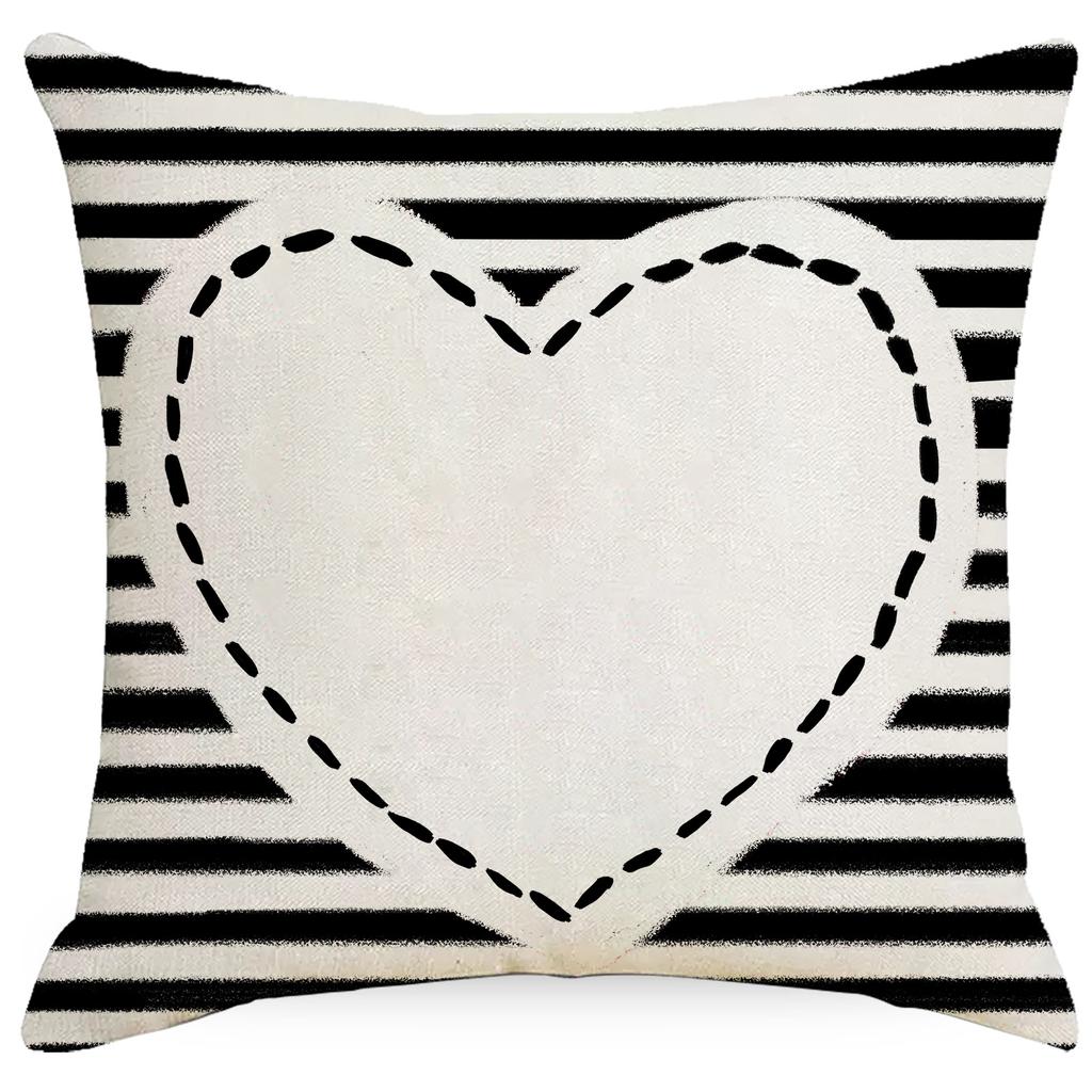 Valentine'S Day Pillow Case Line Printed Letter Striped Love Pillow Festive Decorative Cushion Cover Premium Durable