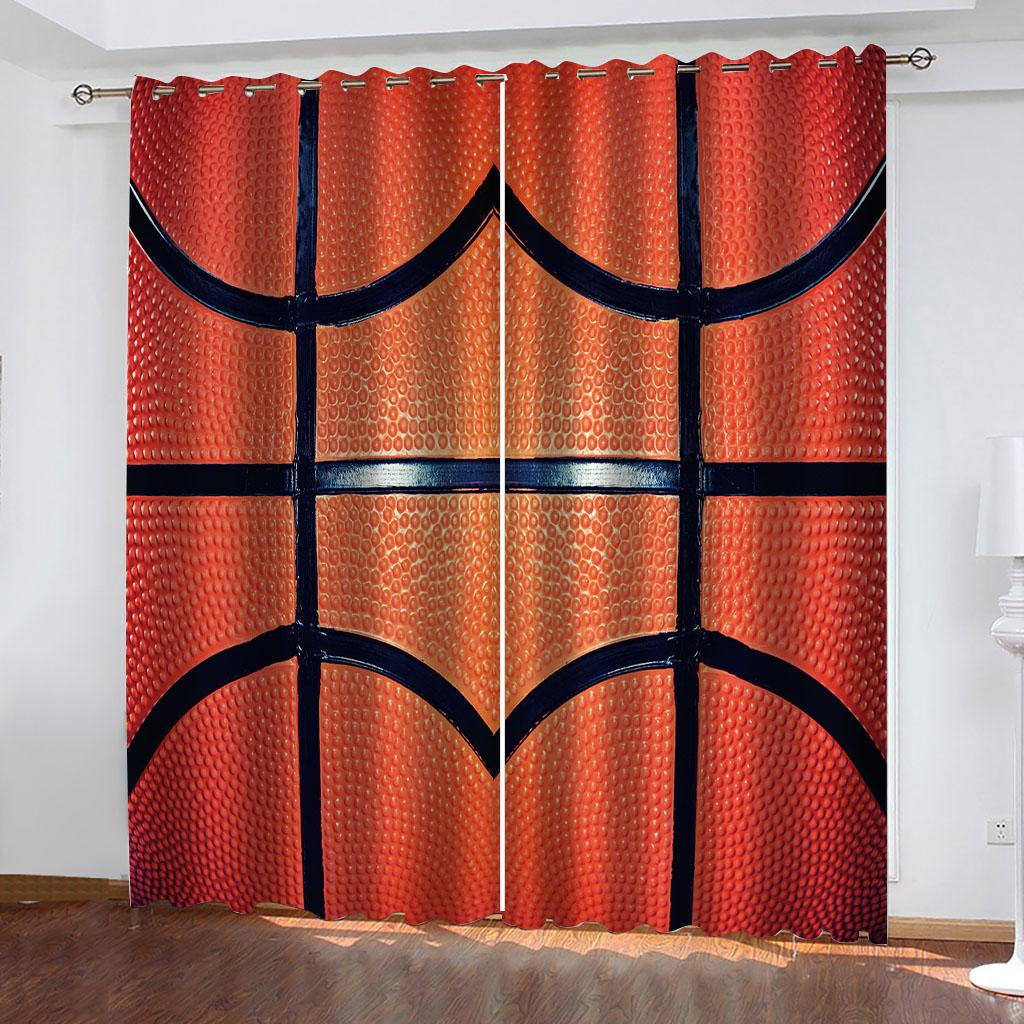 Ready Curtains Cheap 3D Sports Basketball Blakout Curtain, Kids Window Treatment Sets, Bedroom Curtains For Living Room