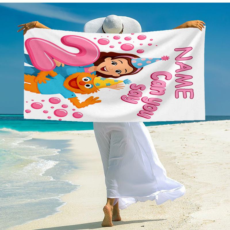 Custom Name Ultra-Soft Beach Towel with Ms. Rachel Theme,Ideal for Pool - Camping, Diving - Perfect Travel Essential, Vibrant Beach Towel.