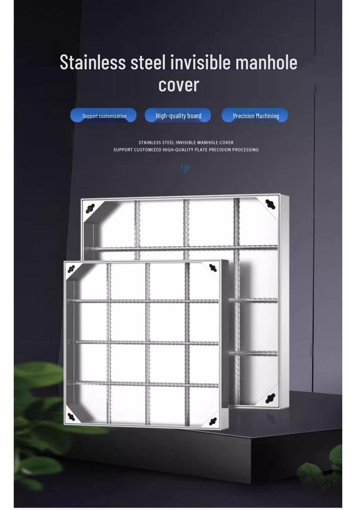 304 Stainless Steel Decorative Invisible Manhole Cover - Square/Round, Customizable for Rain, Sewage, and Sand Wells