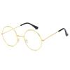 Vintage Round Lightweight Metal Frame Students Glasses Flat Lens for Students