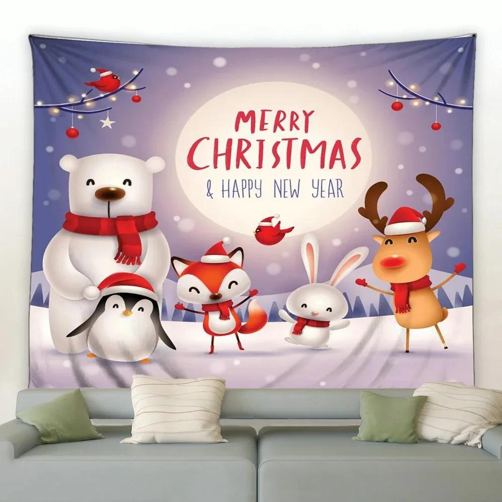 Christmas Cartoon Naughty Snowman Tapestry Living Room Sofa Home Decoration Christmas Gift