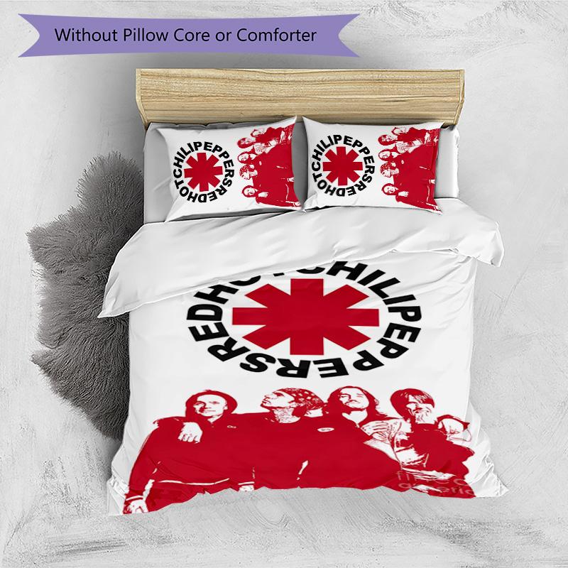 Red Hot Chili Peppers 3pcs Bedding Set Duvet Cover Closure Includes 1 Duvet Cover & 2 Pillowcases for All Seasons Bedroom Home Dorm Decor