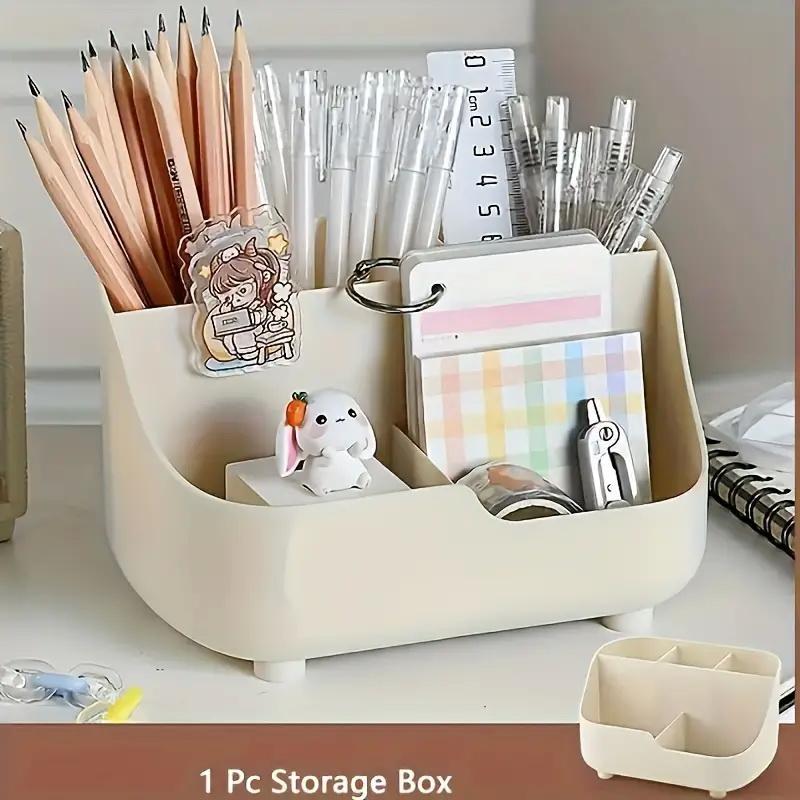 Large Capacity Desktop Storage Box Five-compartment Desktop Organizer, Student Stationery Holder 5-section Office Desk Organizer