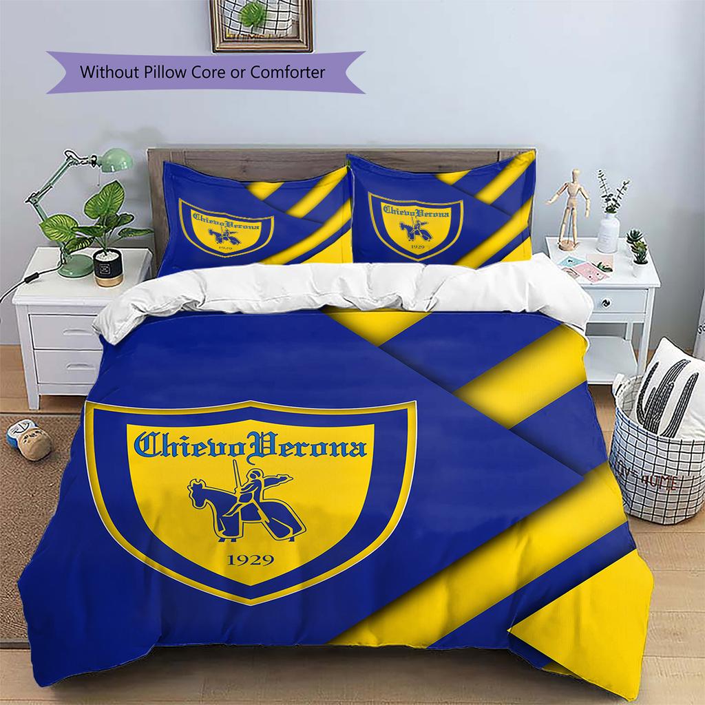 Hellas Verona FC Pattern Bedding Quilt Set Home Decoration Gift (1 * duvet cover + 2 * pillowcase without core)