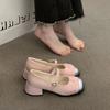 2025 Mary Jane shoes women's 2025 spring new French retro temperament gentle square head high-heeled leather shoes single shoes