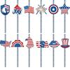 American Day Independence Paper Straws With Stars Flags For Party Decorations
