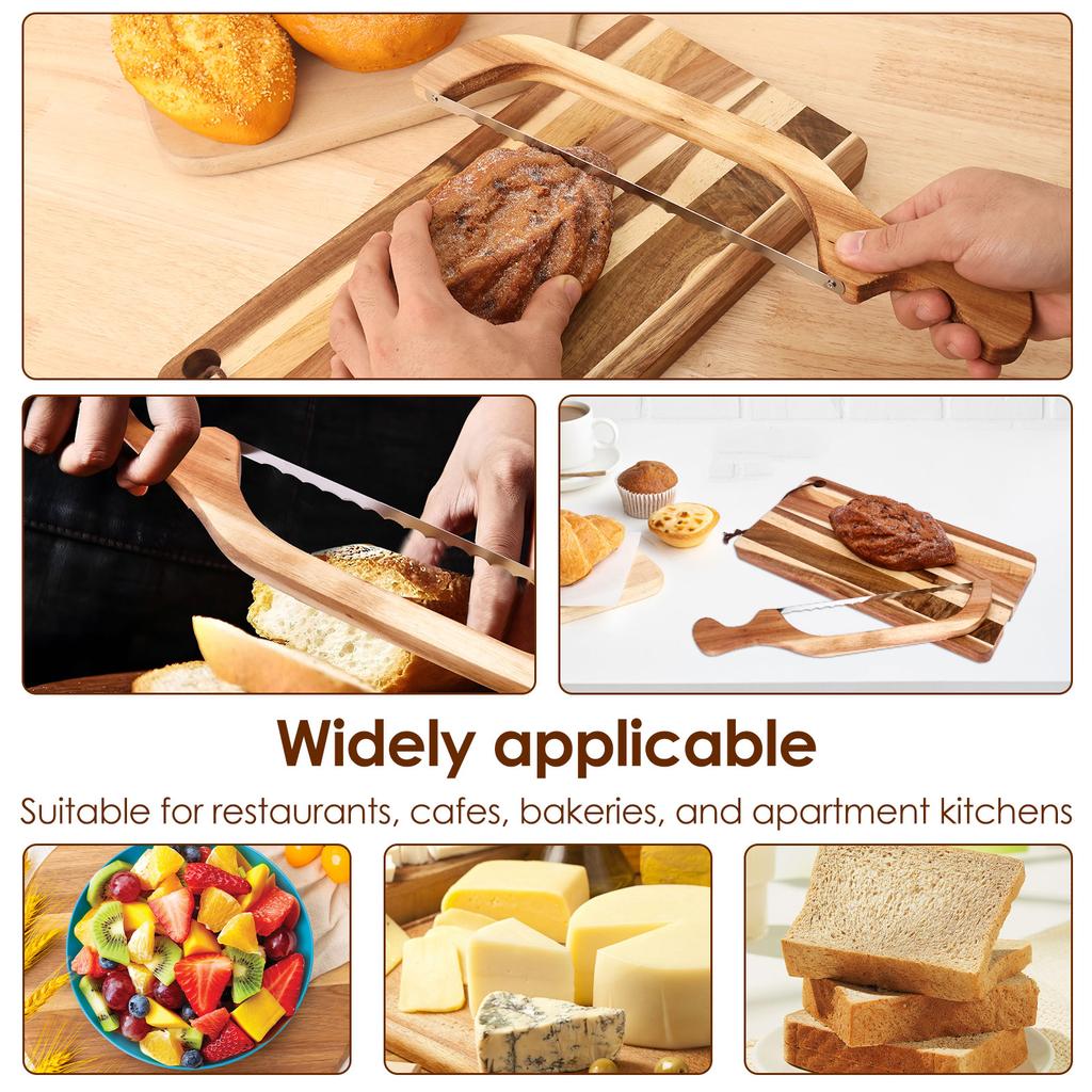 1/2 Pcs Bread Cutter and Board Set Manual Bread Slicer Bow Breads Cutter Baguette Slicing Knife for Baking Kitchen Accessories
