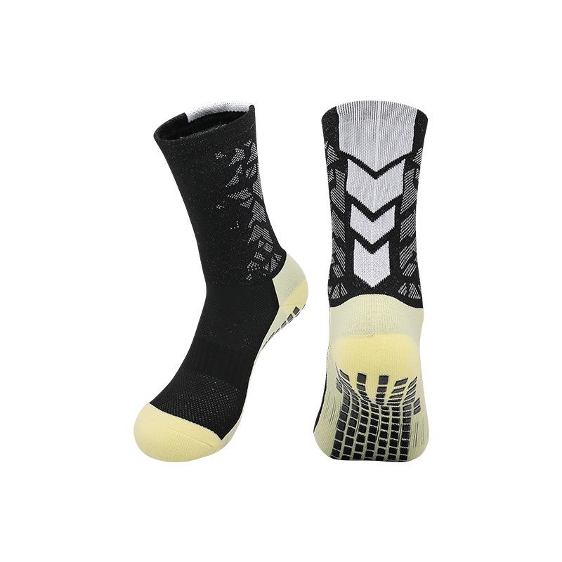 Men's Non-Slip Mid-Calf Football Socks with Thickened Towel Bottom and Silicone Grip
