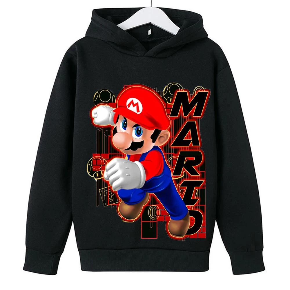 Horká hra Super Mario Bros Dětská mikina s kapucí Dětské chlapecké dívčí oblečení Pulovr Kreslený potisk Top Jarní Podzimní Módní Mikina