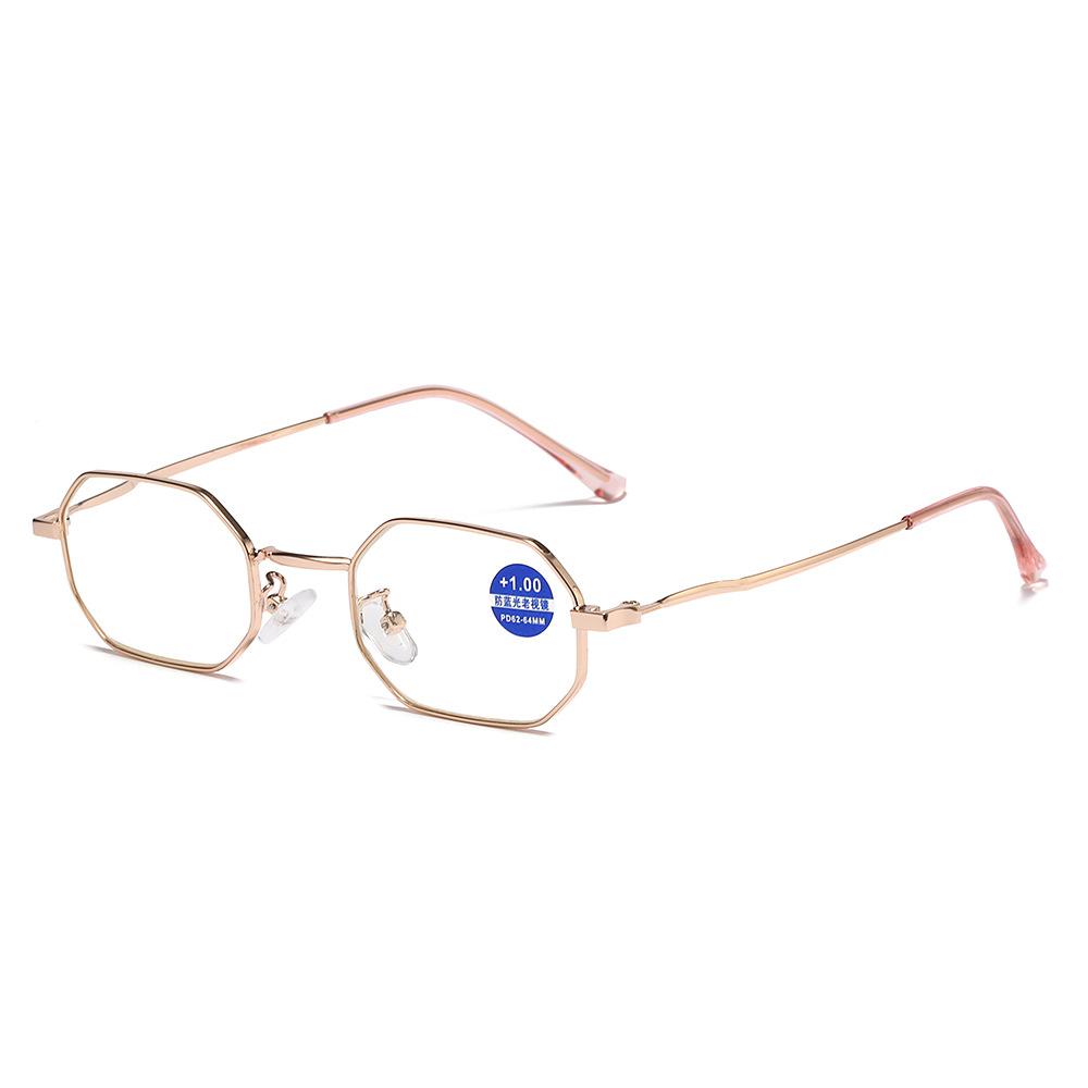 Polygonal Retro Anti-Blue Metal Reading Glasses Men'S Reading Glasses Women'S High Definition Reading Reading Glasses