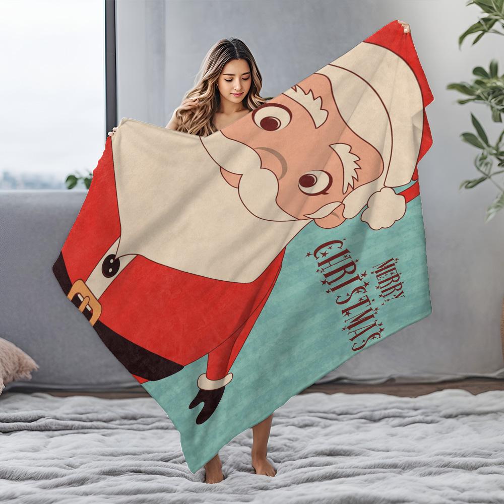TU Christmas Santa Claus Throw Blanket Cozy Reversible Holiday Home Decor Festive Gift Soft Plush Warm Bedspread Living Room