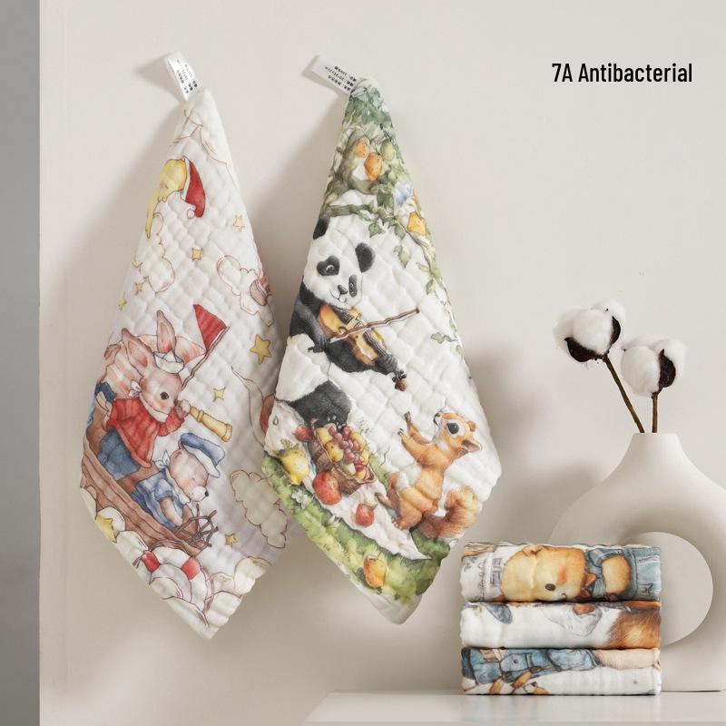 7A Antibacterial Pure Cotton Baby Washcloth - Six-Layer Gauze, Class A, Newborn & Child Towel