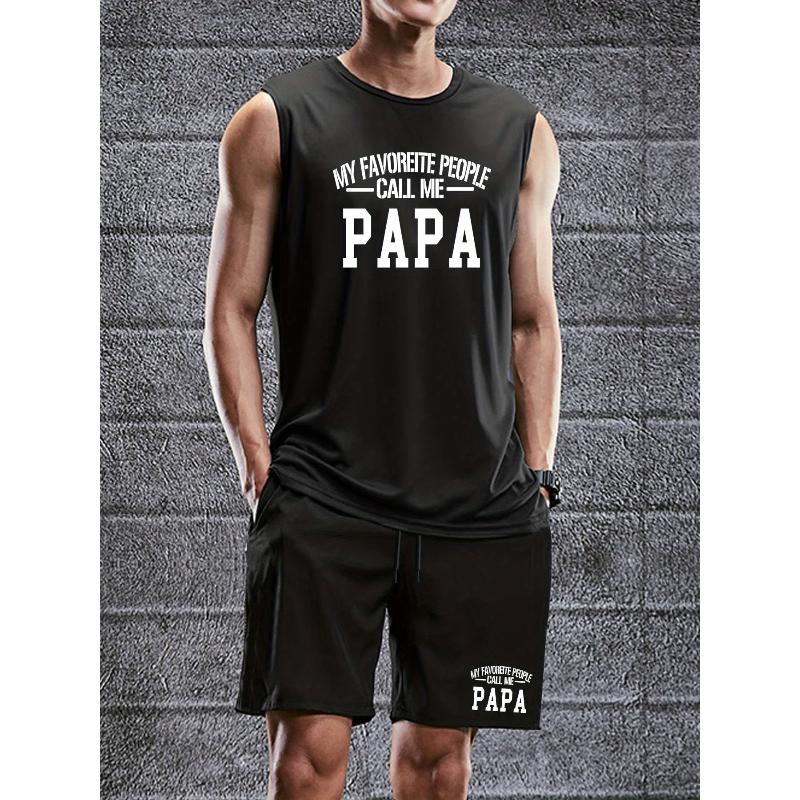 Полиэстеровый комплект: модный топ-майка с графическим принтом и шорты. Влагоотводящий. Спортивный. XXL чёрный