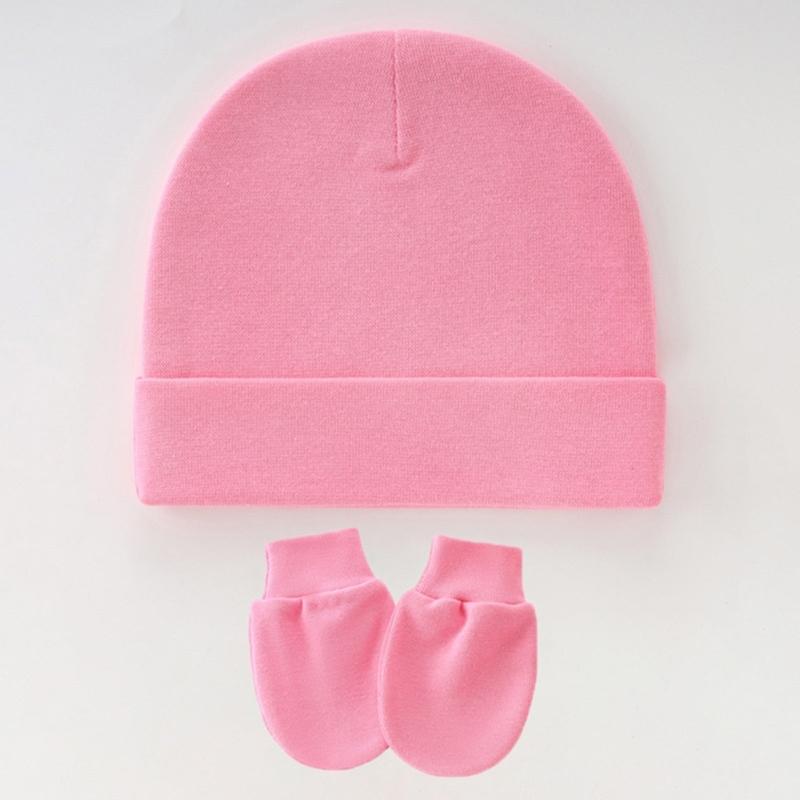 3 Set Baby Bonnet Hat Feature Foldable Cuff with Mittens Cotton Fabric Gentle On Skin Multiple Color Available