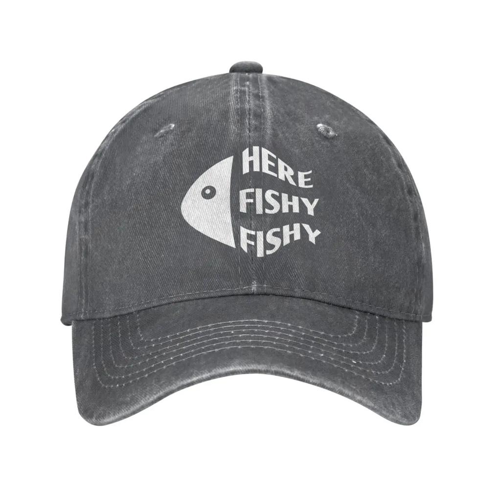 Fishing Cap Here Fishy Fishy Fishy Cap for Women Baseball Caps Trendy Hat