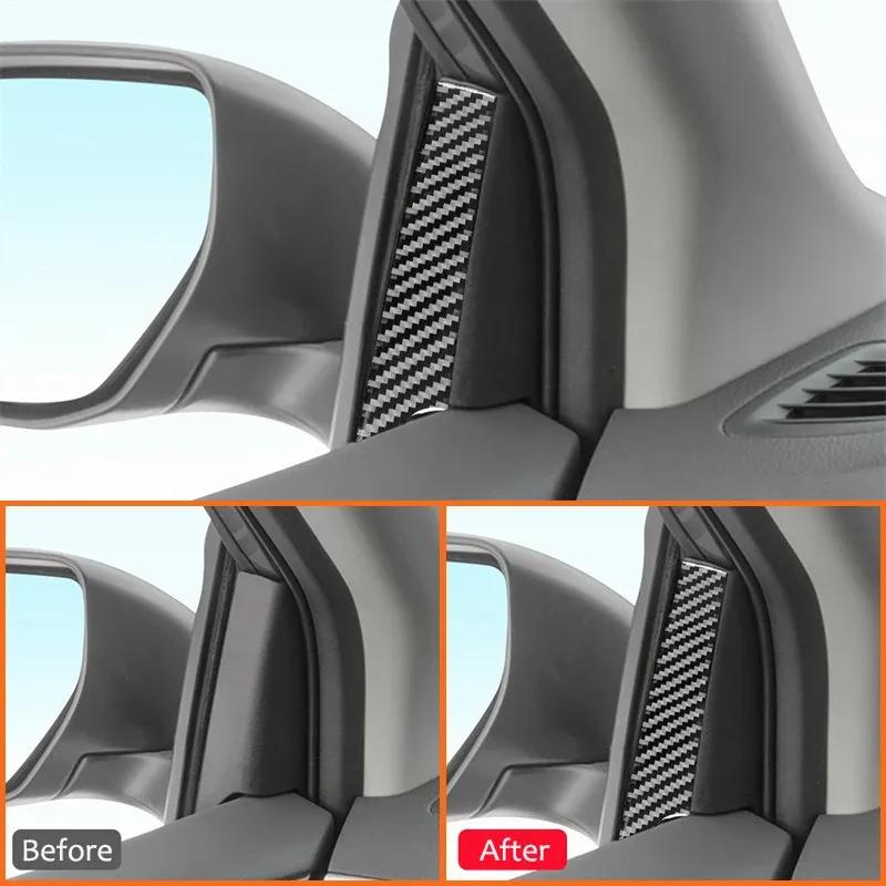2PCS Carbon Fiber Car Window A-Pillar Panel Trim Strips Decoration Stickers For Nissan Sentra Sylphy 2016- Accessories