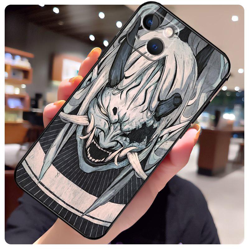 Samurai Oni Mask Case For iPhone 14 Pro Max 16 15 11 12 13 17 Pro Max mini 15 16 Plus 16e 17 Air Phone Cover
