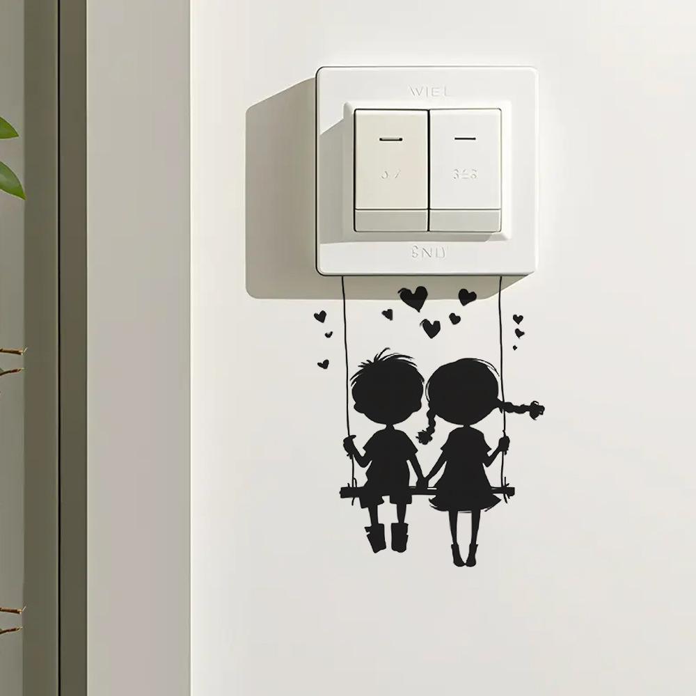 Valentine‘s Day Swinging Couple Switch Plate Sticker Romantic Home Decor Self-Adhesive Removable Decal