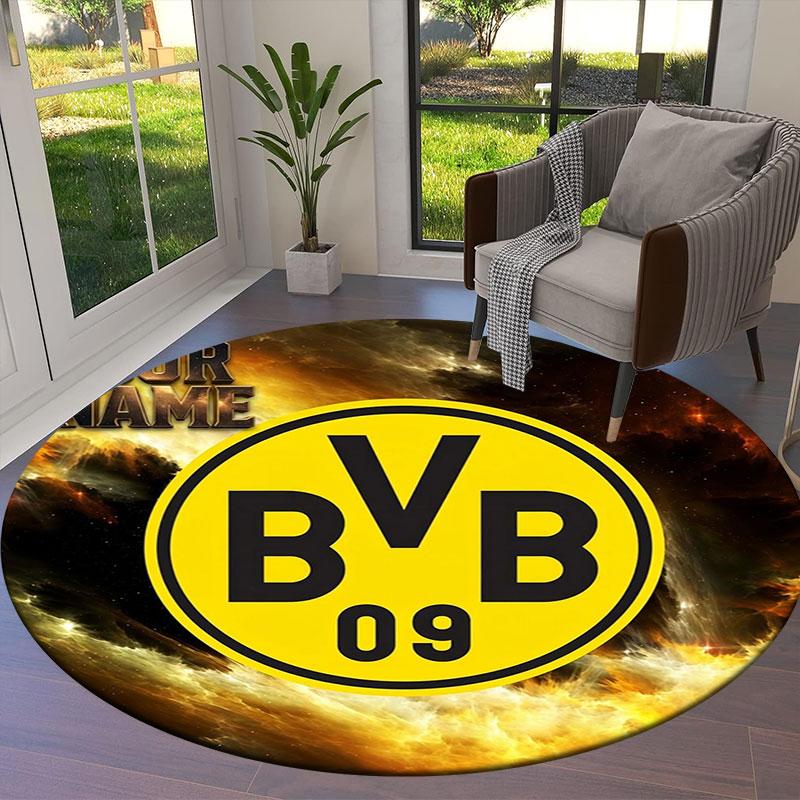 Borussia Custom Name Round Area Rug,Carpet Rug for Living Room Bedroom Sofa Playroom Decor,Non-slip Floor Mat