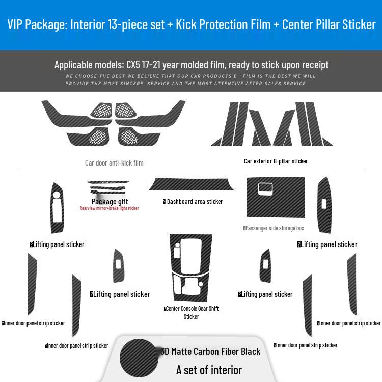 Mazda CX5/CX30 (17-21) Interior Carbon Fiber Sticker - Damage-Free Replacement