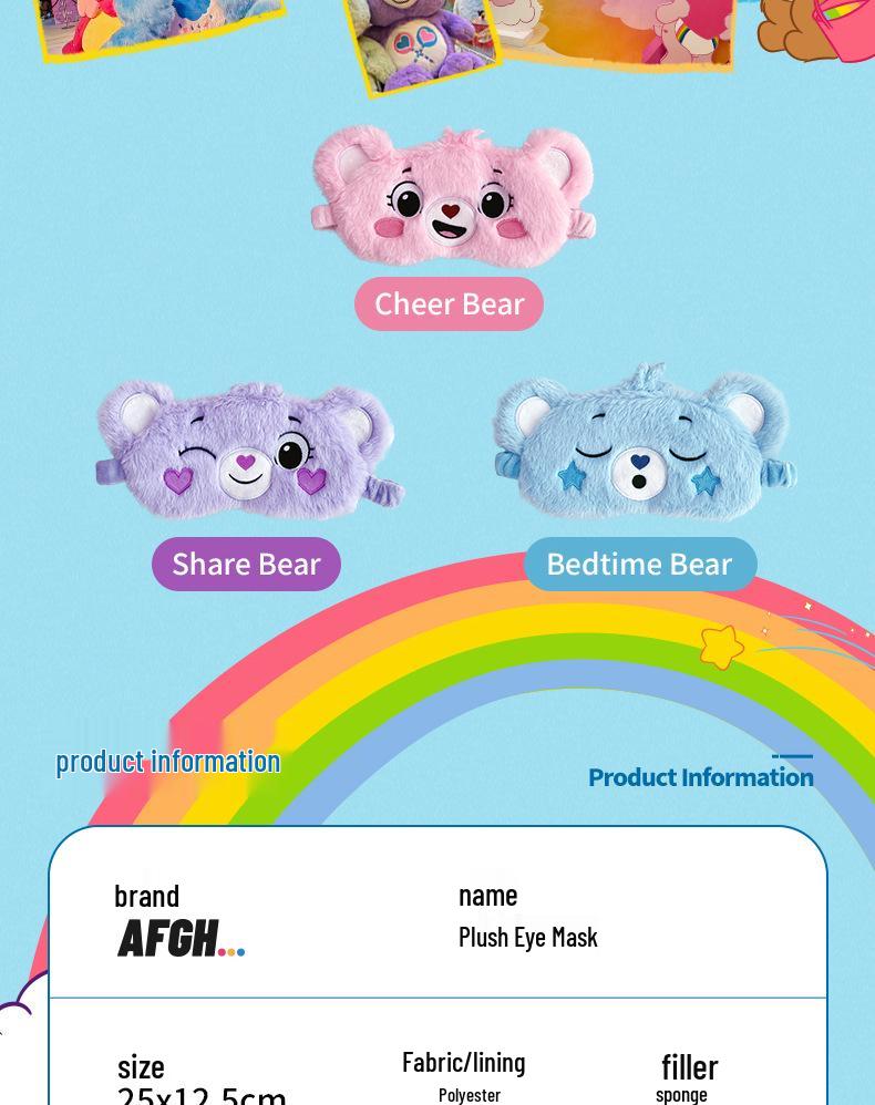 Care Bears 3D Plush Eye Mask: Heart Bear Sleep & Travel Light Blocker