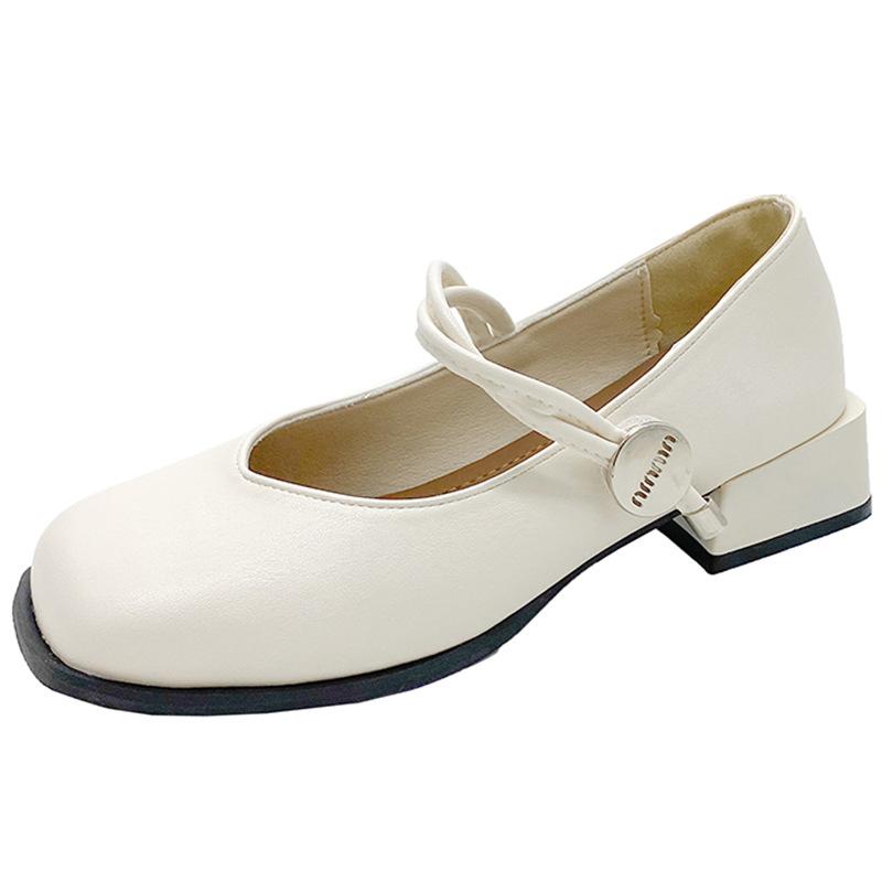 Versatile retro square head thick heel Mary Jane shoes women's autumn 2025 new shallow mouth word with medium heel single shoes women