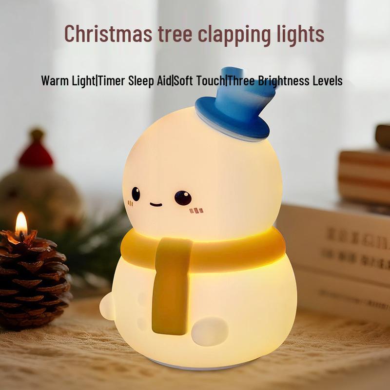 Snowman Pat Cartoon Christmas Night Light - Creative Desk Lamp for Kids, Color-Changing Bedside Gift