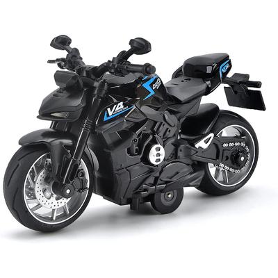 1/12 Pull Back V4 Motorcycle Toys, Gift with Music Lighting, Street Fighter Motorcycles Toy for Boys Kids Age 3-12 Years Old