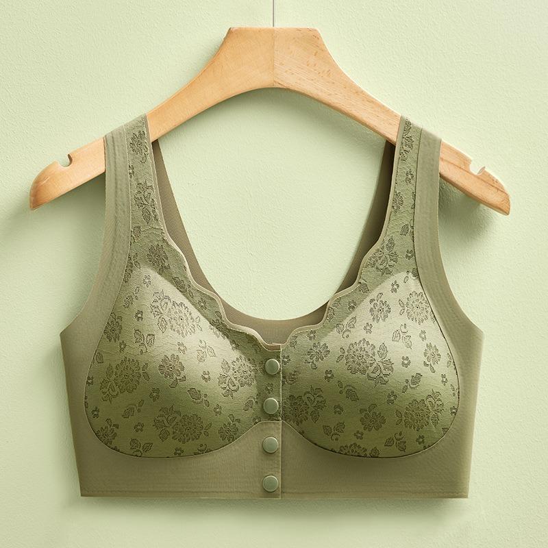 Plus Size Front Closure Wireless Seamless Vest Style Bra For Middle Aged Women