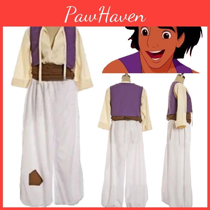 Enchanting Mens Adult Prince Aladdin Cosplay Costume Outfit With Elegant Hat