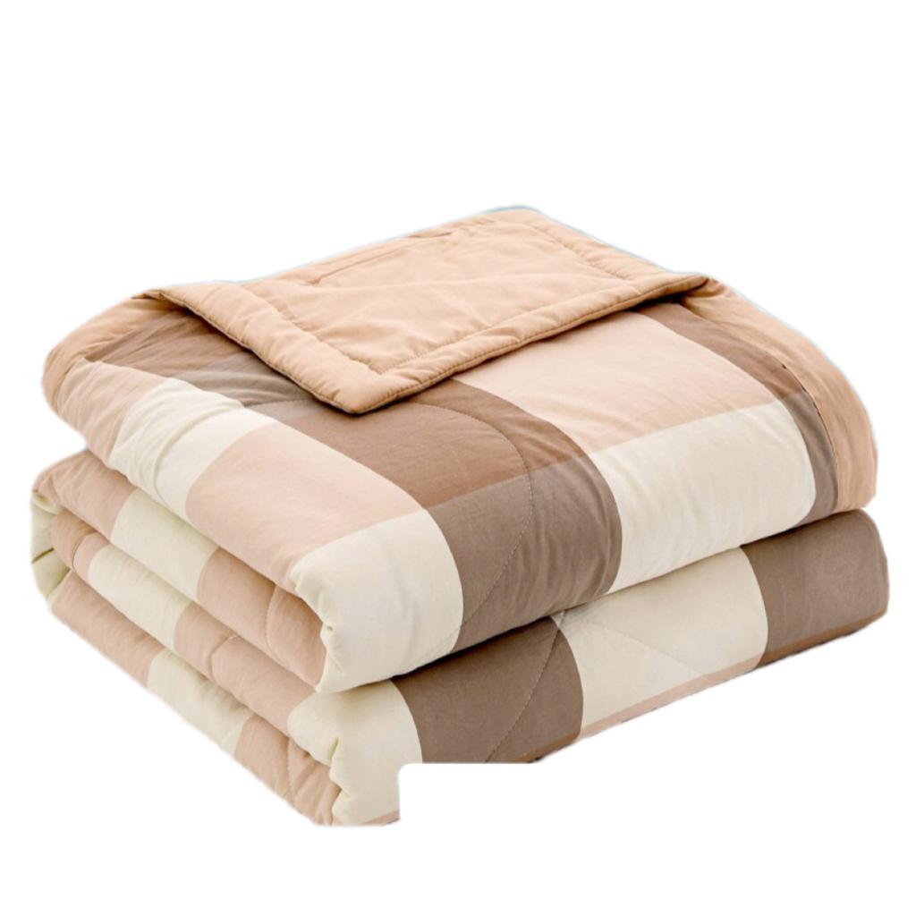 Japanese Plaid Printed Summer Thin Quilt Simple Breathable Air Conditioning Blanket for Office Soft Home Decoration for Bedroom