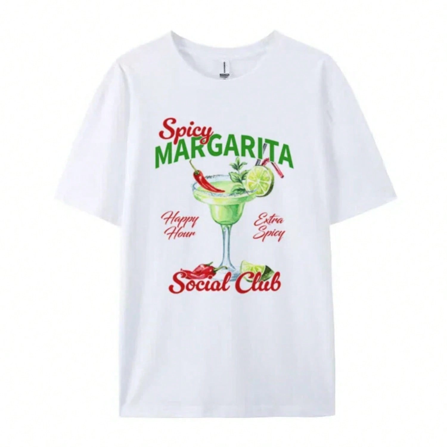 Spicy Margarita Retro Cocktail Graphic Tees Wounisex Vintage Aesthetic Alcohol Drink T Shirt Loose Printed T-Shirts Unisex Top Gift S разноцветный
