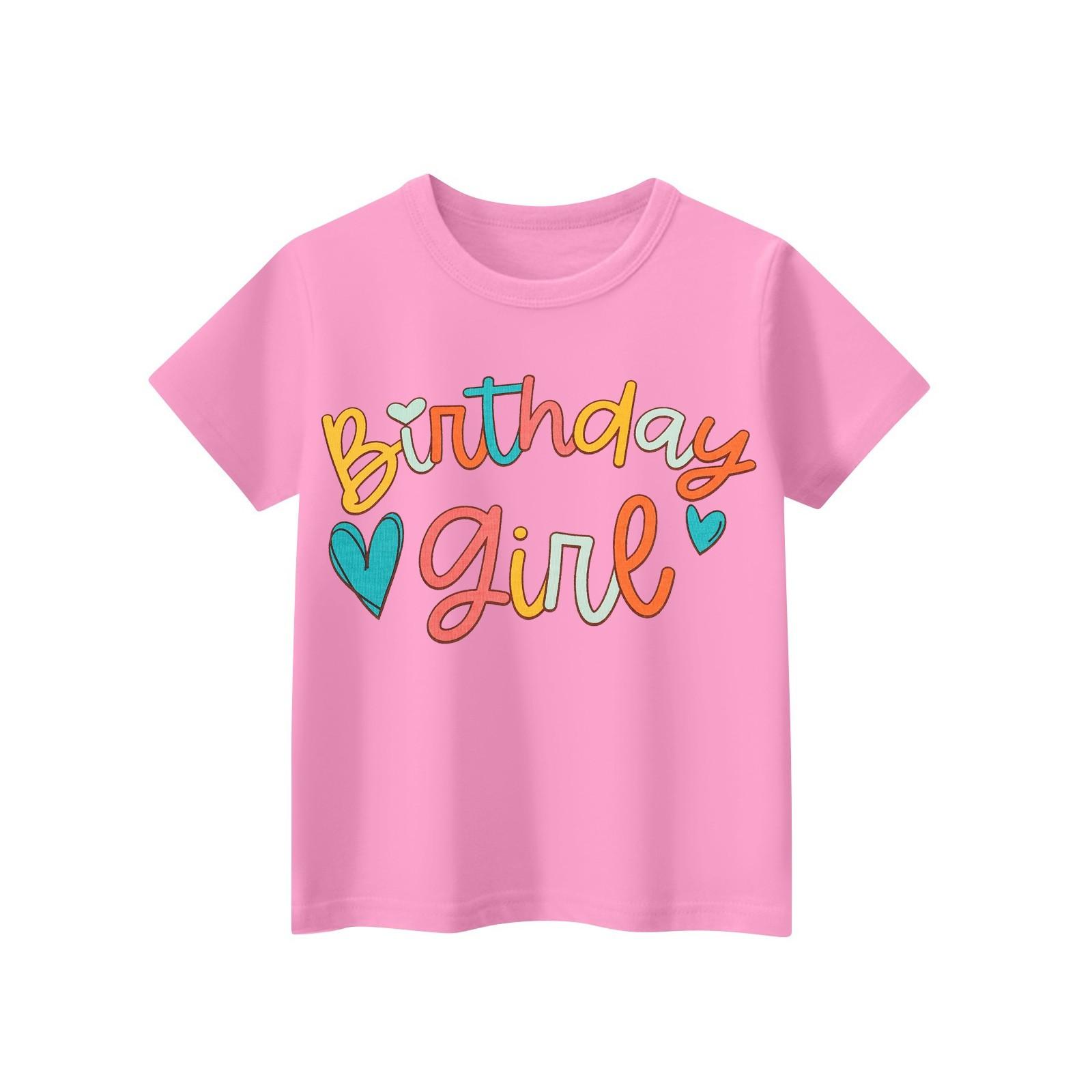 

Дитяча повсякденна модна футболка з принтом і круглим вирізом із короткими рукавами 160 рожевий