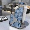 Transparent Large Hole Ink Flower Phone Case iPhone 15 Pro Max 11 12 13 16 14 Plus Silicone Shockproof Case Lens Protector Shell
