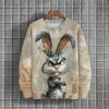 Men's Sweatshirt 3d Rabbit Graphic Short-Sleeve Printe T-Shirt Autumn Casual O-Neck Hoodies Oversized Men Clothing Tops Pullover