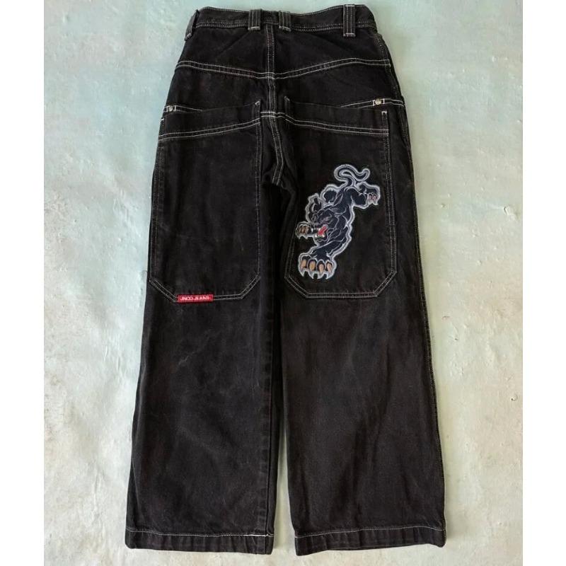 

Джинсы хип-хоп мультфильм узор свободные черные мужские широкие брюки XXXL