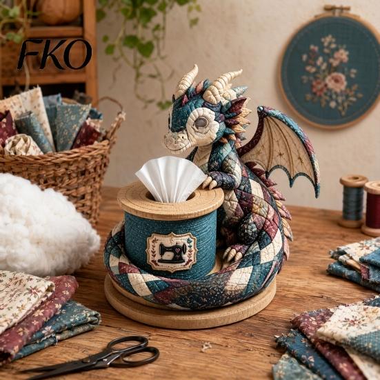 Pre-cut Fabric Sewing Kit Quilted DIY Patchwork Tissue Box Kit, with Pre-Cut Fabric, Hand-sewing Craft Whimsical Woodland Animal Box, for Adults