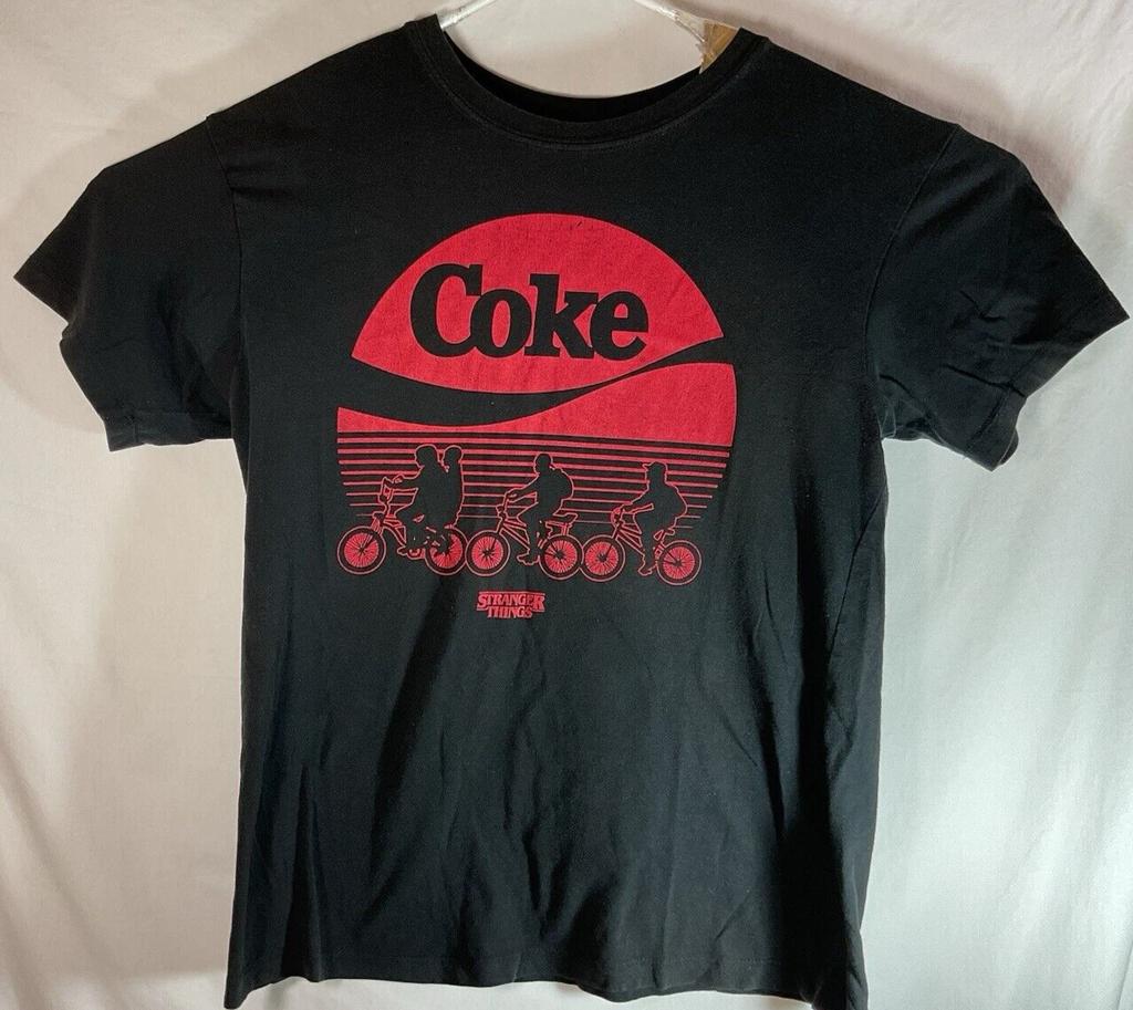STRANGER THINGS Coca Cola Netflix Coke Logo T-Shirt Größe L Groß SCHÖN Kostenloser Versand