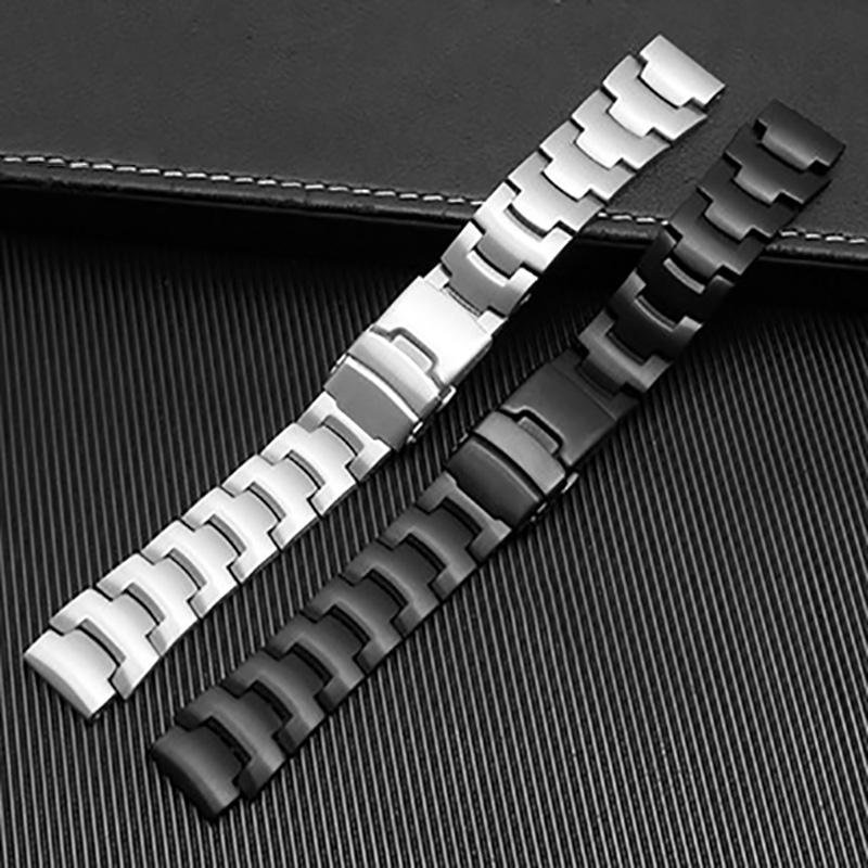 Solid Stainless Steel Watchband for PROTREK Casio PRG-260 PRG-270 PRG-550 PRW-3500/2500/5100 Watch Band Strap Silver Black 18mm